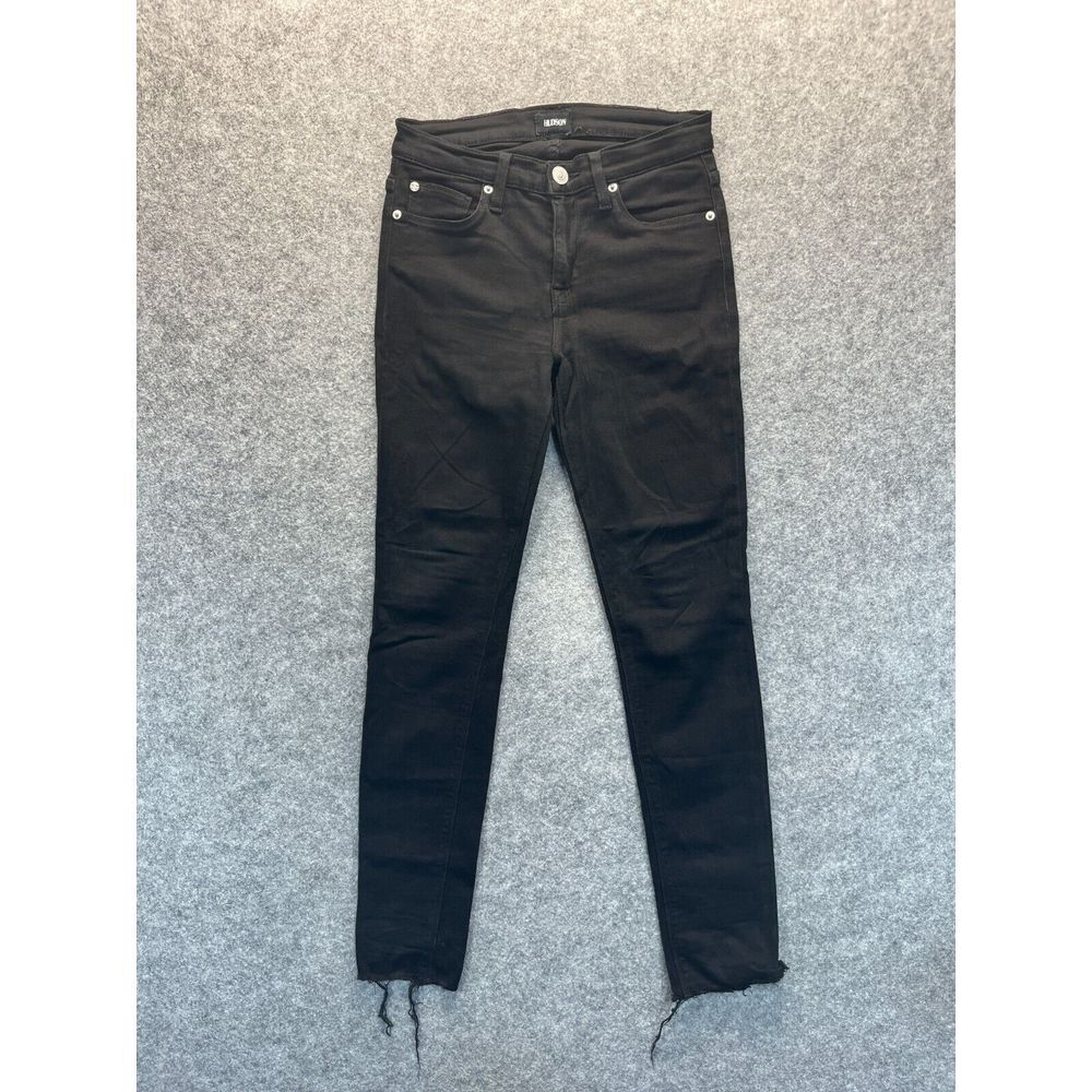 Hudson Jeans Womens Size 25 Nico Midrise Ankle‎ Raw Hem Super Skinny Black